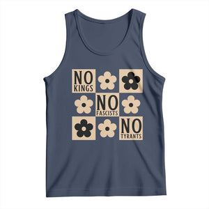 No Kings Wildflower Retro Boho Floral Tank Top TS12 Navy Print Your Wear