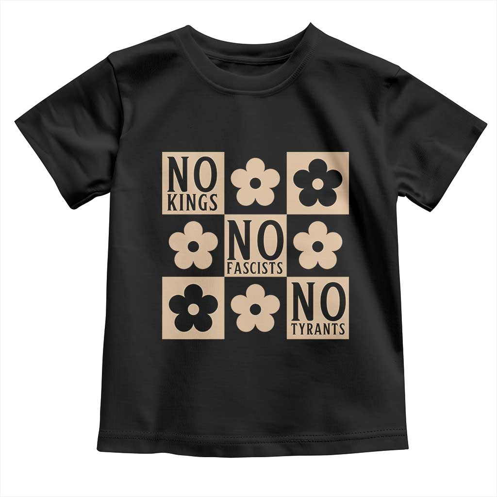 No Kings Wildflower Retro Boho Floral Toddler T Shirt TS12 Black Print Your Wear