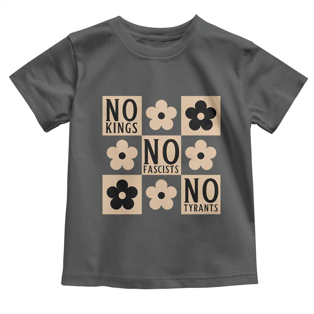 No Kings Wildflower Retro Boho Floral Toddler T Shirt TS12 Dark Heather Print Your Wear