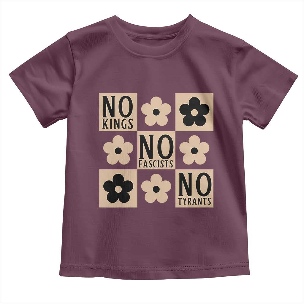 No Kings Wildflower Retro Boho Floral Toddler T Shirt TS12 Maroon Print Your Wear