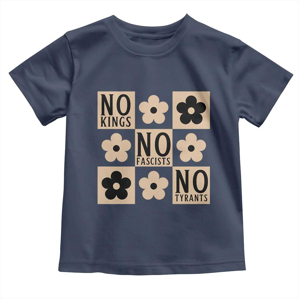 No Kings Wildflower Retro Boho Floral Toddler T Shirt TS12 Navy Print Your Wear