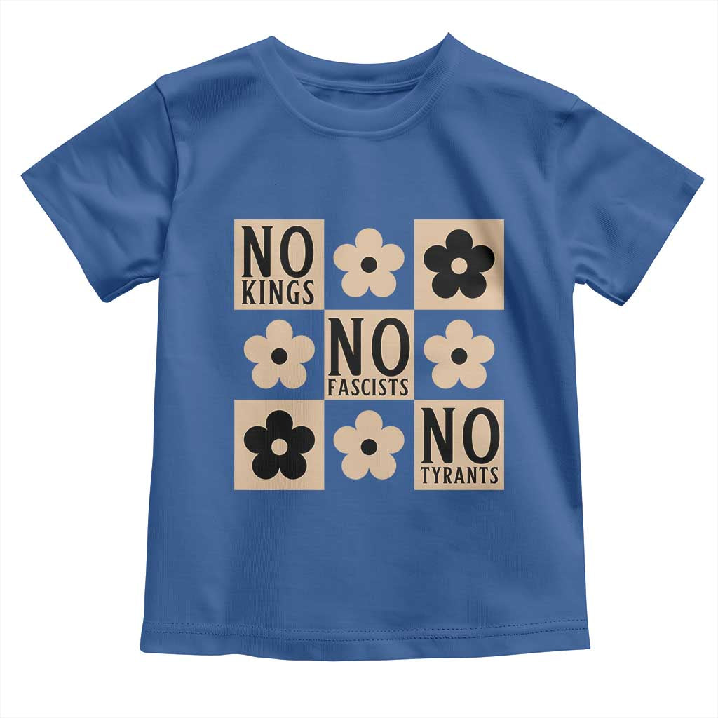 No Kings Wildflower Retro Boho Floral Toddler T Shirt TS12 Royal Blue Print Your Wear