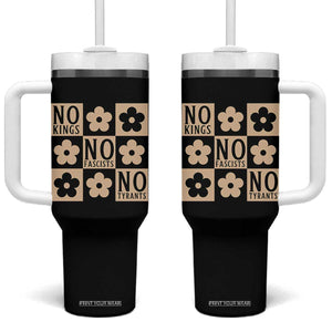 No Kings Wildflower Retro Boho Floral Tumbler With Handle TS12 One Size: 40 oz Black Print Your Wear