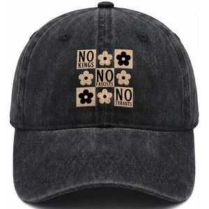 No Kings Wildflower Retro Boho Floral Washed Cotton Baseball Cap TS12 Print Your Wear