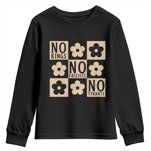 No Kings Wildflower Retro Boho Floral Youth Sweatshirt TS12 Black Print Your Wear