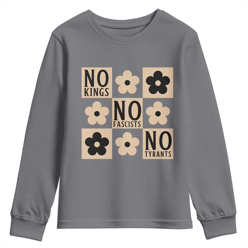 No Kings Wildflower Retro Boho Floral Youth Sweatshirt TS12 Charcoal Print Your Wear