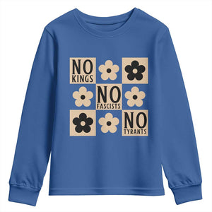 No Kings Wildflower Retro Boho Floral Youth Sweatshirt TS12 Royal Blue Print Your Wear
