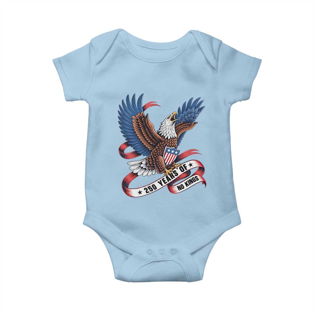 No Kings Baby Onesie USA 250th Anniversary Freedom Eagle TS12 Light Blue Print Your Wear