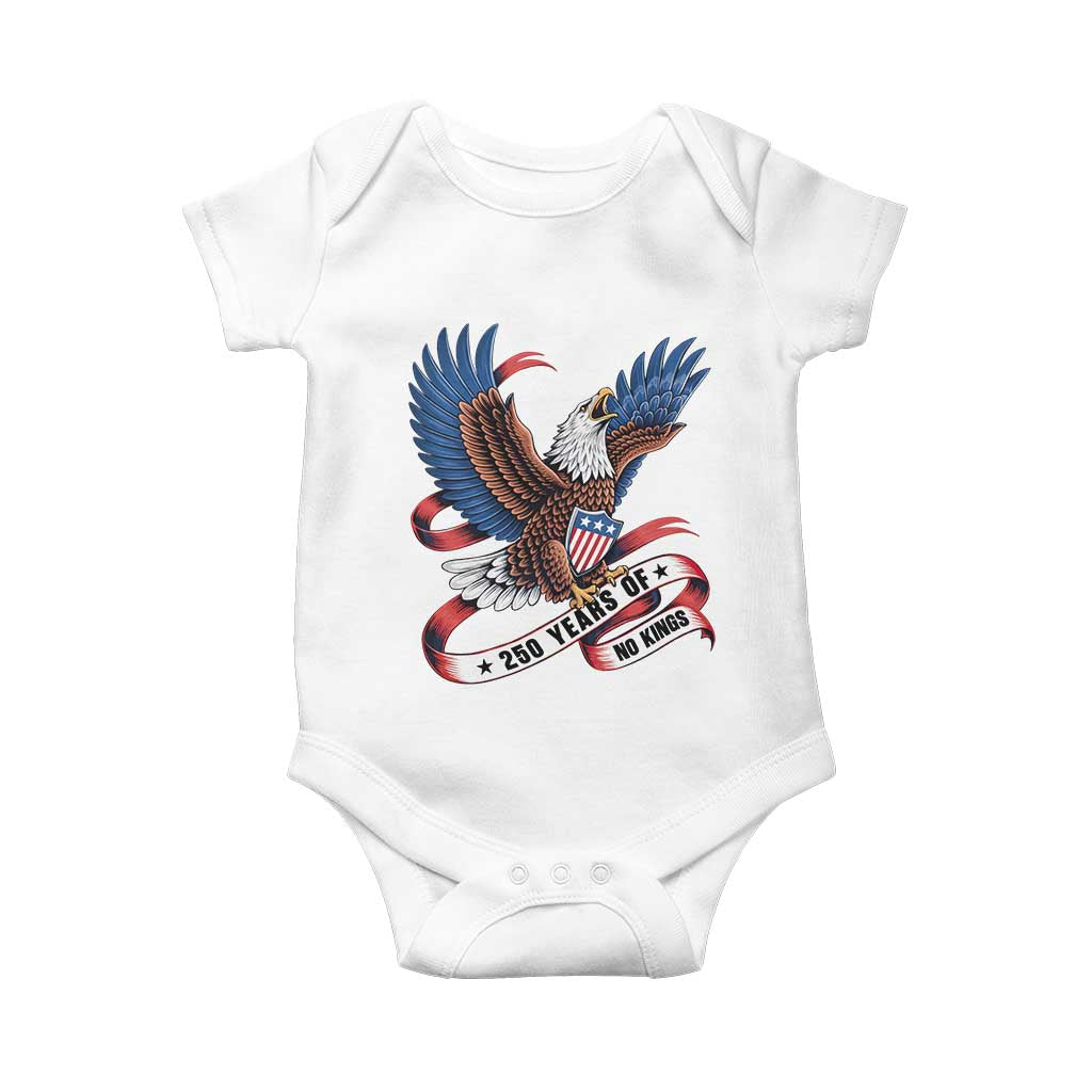 No Kings Baby Onesie USA 250th Anniversary Freedom Eagle TS12 White Print Your Wear