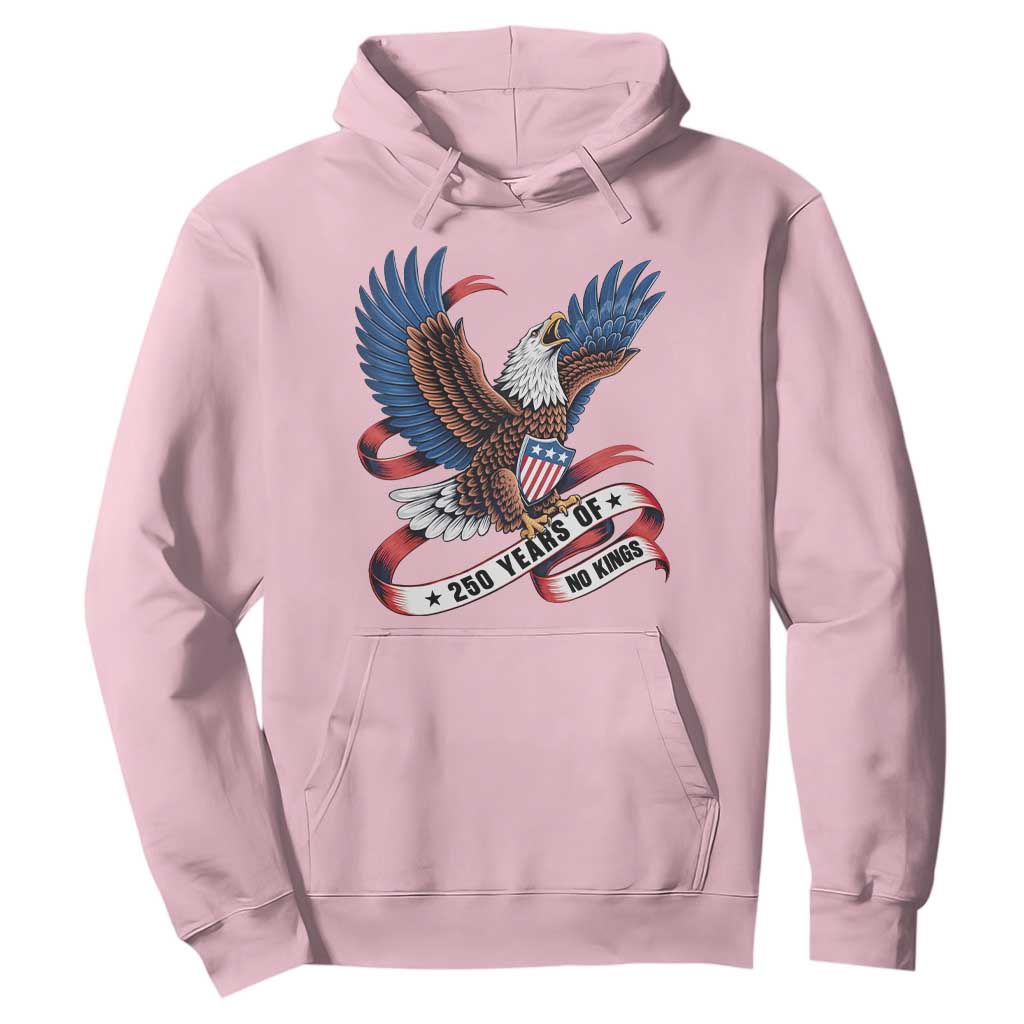 No Kings Hoodie USA 250th Anniversary Freedom Eagle TS12 Light Pink Print Your Wear