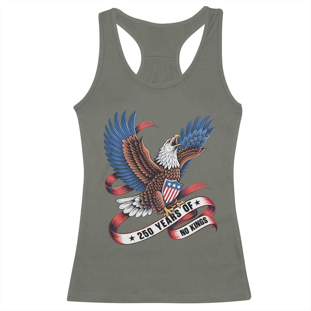 No Kings Racerback Tank Top USA 250th Anniversary Freedom Eagle TS12 Military Green Print Your Wear