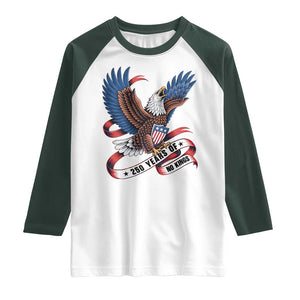 No Kings Raglan Shirt USA 250th Anniversary Freedom Eagle TS12 White Dark Forest Green Print Your Wear