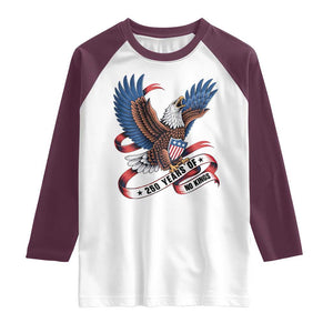 No Kings Raglan Shirt USA 250th Anniversary Freedom Eagle TS12 White Maroon Print Your Wear