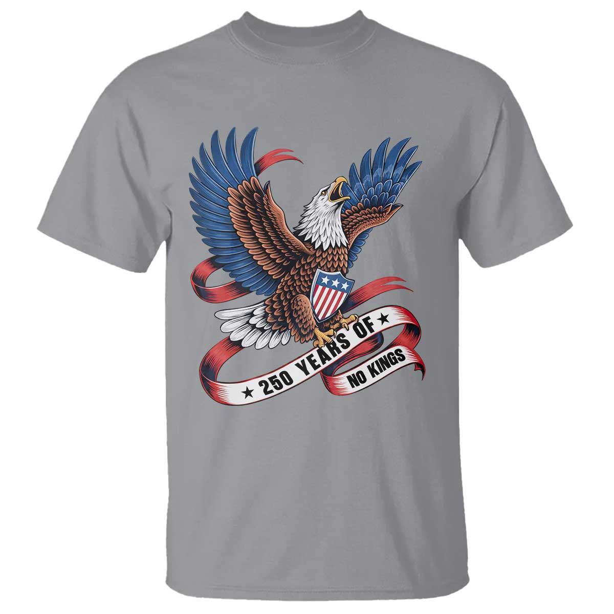 No Kings T Shirt USA 250th Anniversary Freedom Eagle TS12 Sport Gray Print Your Wear