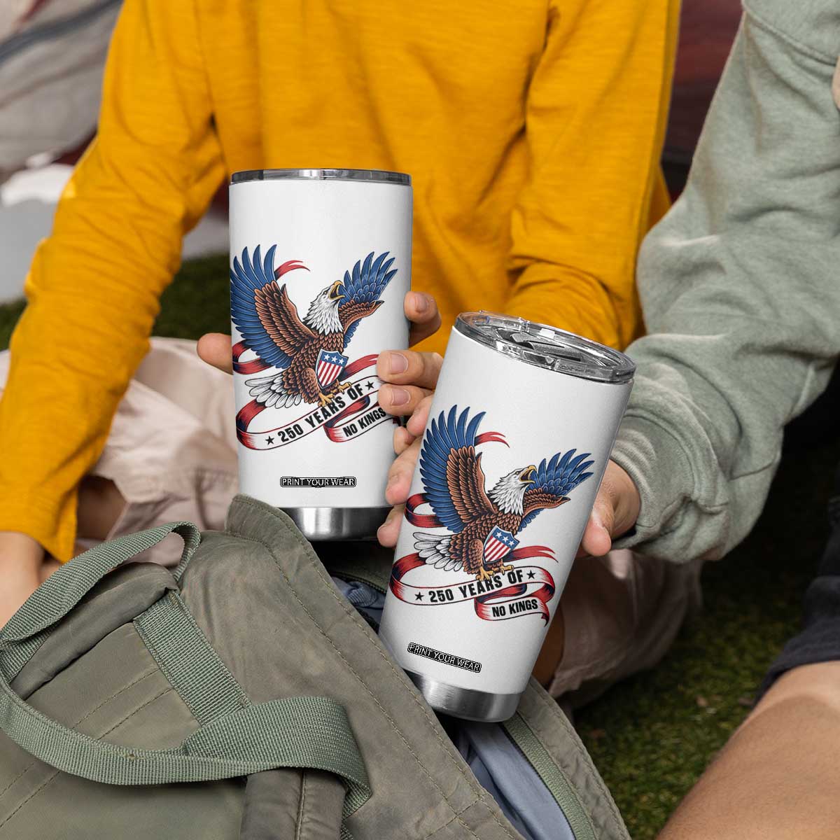 No Kings Tumbler Cup USA 250th Anniversary Freedom Eagle TS12 Print Your Wear