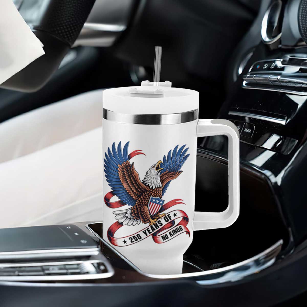 No Kings Tumbler With Handle USA 250th Anniversary Freedom Eagle TS12 Print Your Wear