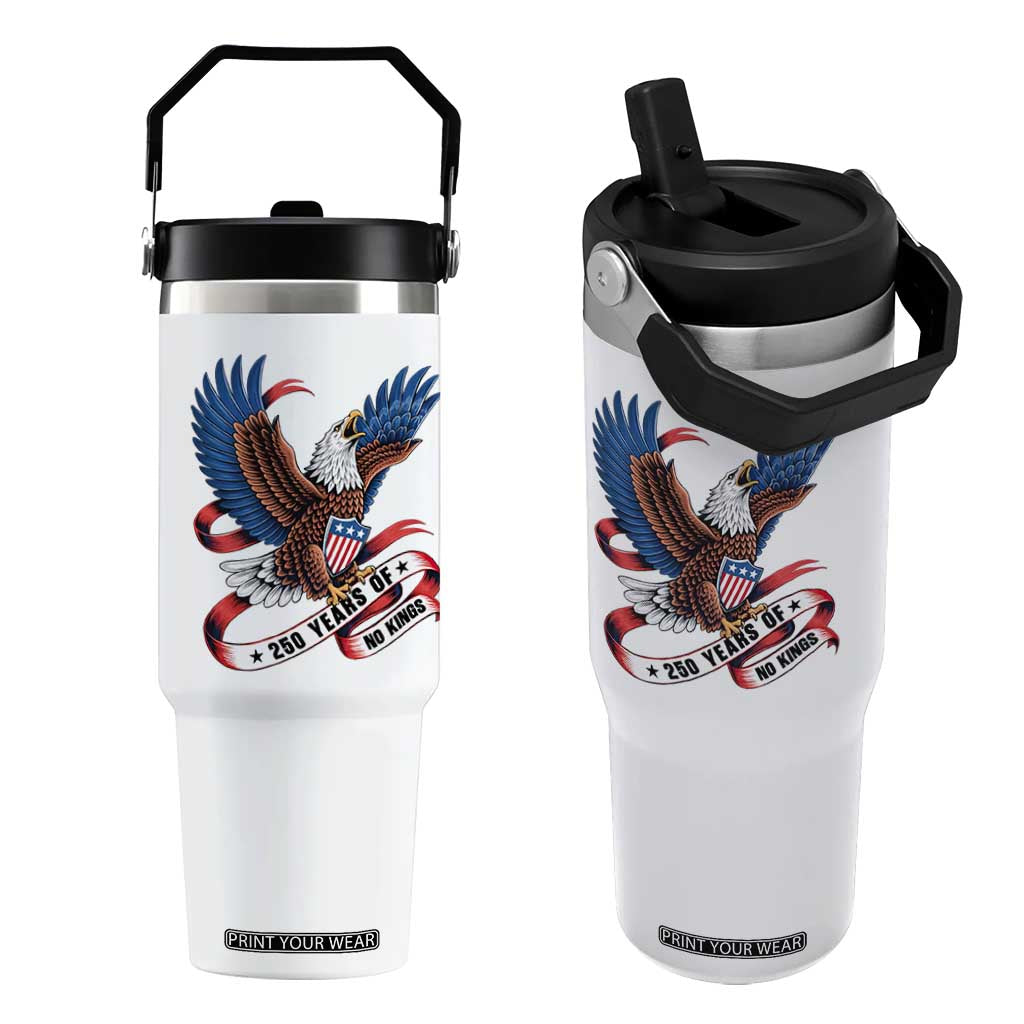 No Kings Flip Straw Tumbler USA 250th Anniversary Freedom Eagle TS12 One Size: 30 oz White Print Your Wear