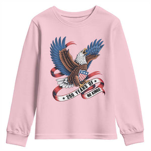No Kings Youth Sweatshirt USA 250th Anniversary Freedom Eagle TS12 Light Pink Print Your Wear