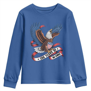 No Kings Youth Sweatshirt USA 250th Anniversary Freedom Eagle TS12 Royal Blue Print Your Wear