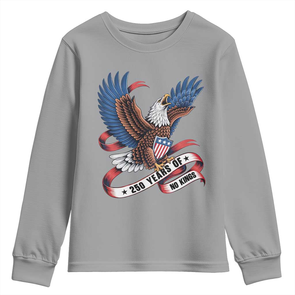 No Kings Youth Sweatshirt USA 250th Anniversary Freedom Eagle TS12 Sport Gray Print Your Wear