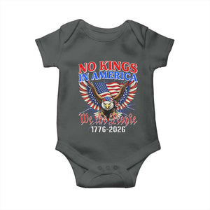 We The People No Kings In America Baby Onesie 250 Years America Anniversary Vintage American Flag TS12 Dark Heather Print Your Wear