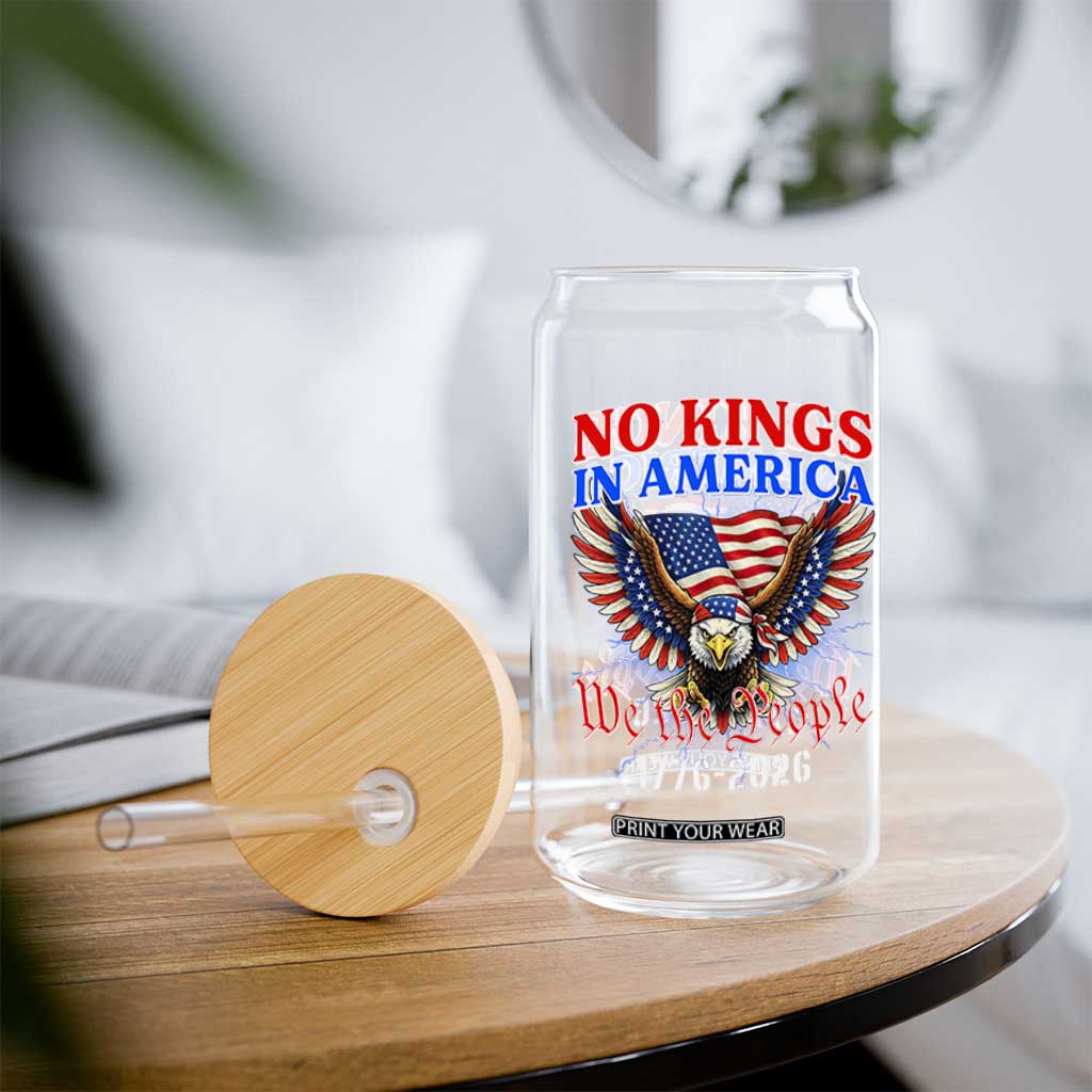 We The People No Kings In America Glass Can 250 Years America Anniversary Vintage American Flag TS12 Print Your Wear