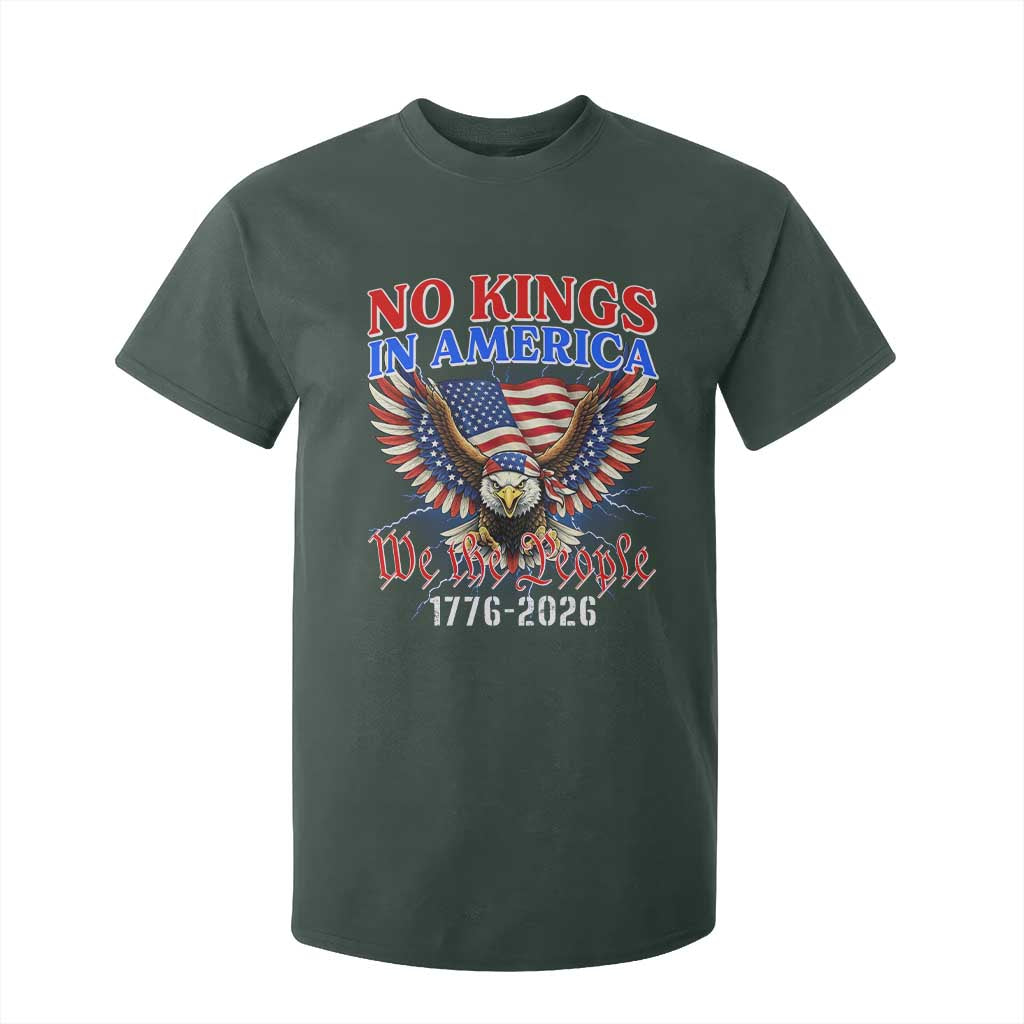 We The People No Kings In America T Shirt For Kid 250 Years America Anniversary Vintage American Flag TS12 Dark Forest Green Print Your Wear
