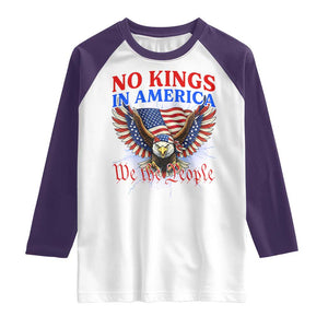 We The People No Kings In America Raglan Shirt 250 Years America Anniversary Vintage American Flag TS12 White Purple Print Your Wear
