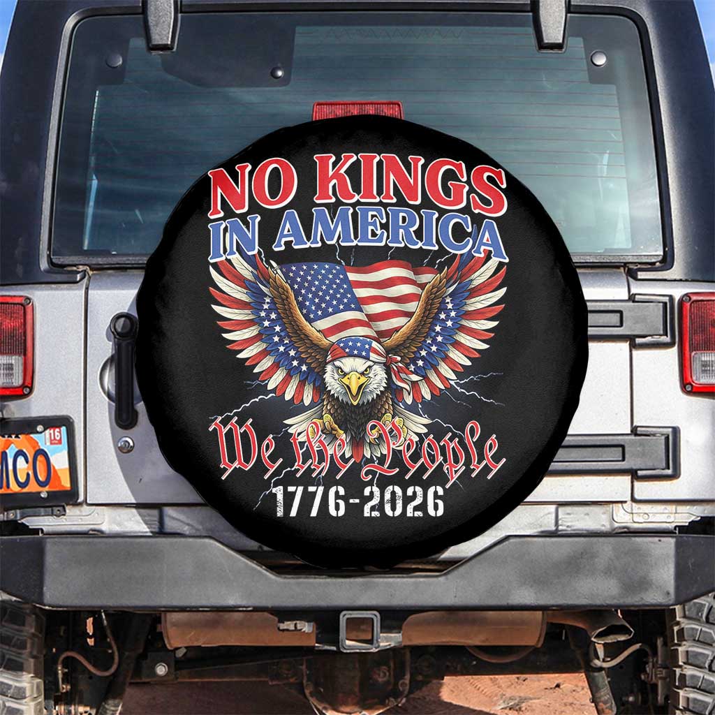 We The People No Kings In America Spare Tire Cover 250 Years America Anniversary Vintage American Flag TS12 No hole Black Print Your Wear