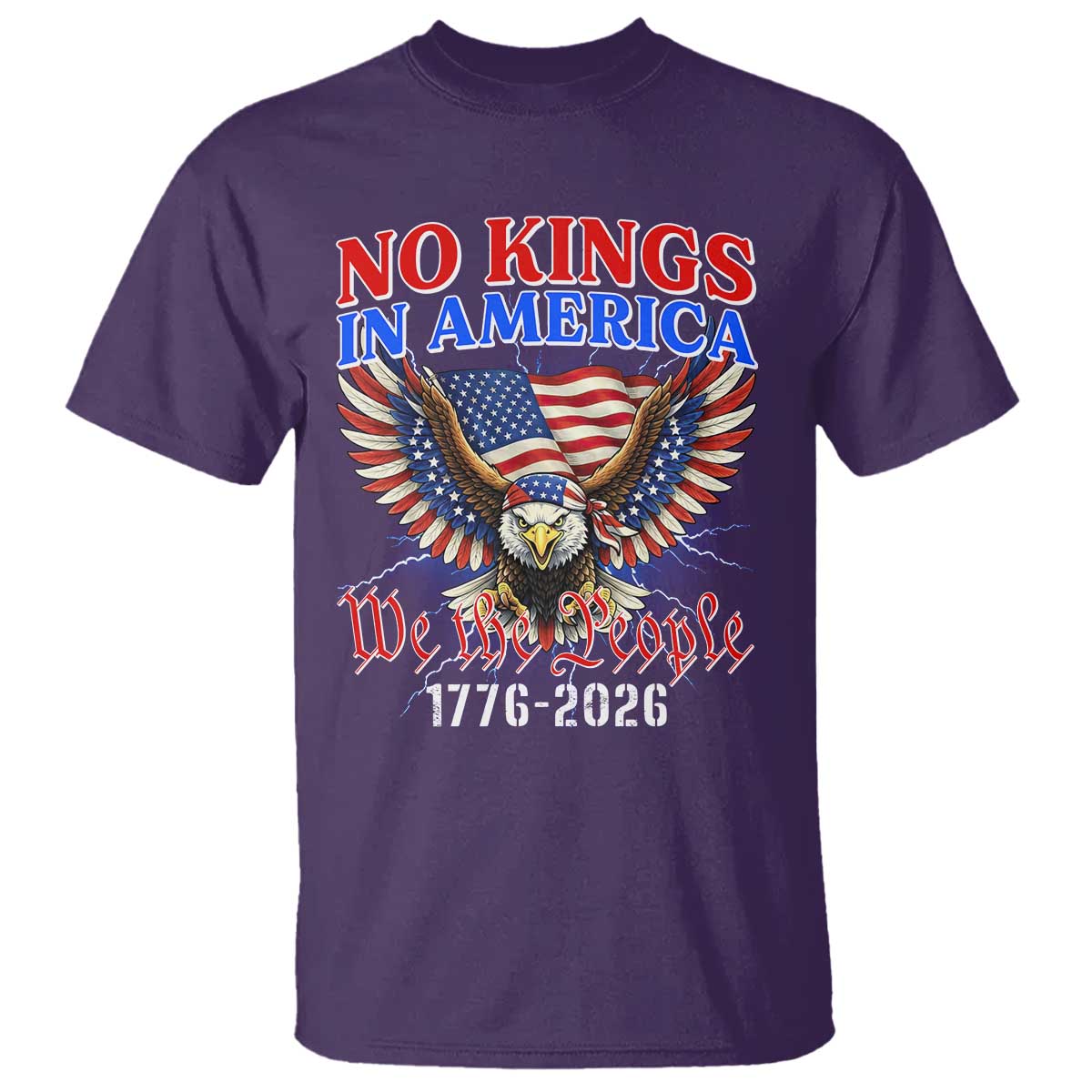 We The People No Kings In America T Shirt 250 Years America Anniversary Vintage American Flag TS12 Purple Print Your Wear