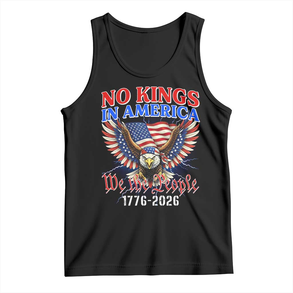 We The People No Kings In America Tank Top 250 Years America Anniversary Vintage American Flag TS12 Black Print Your Wear