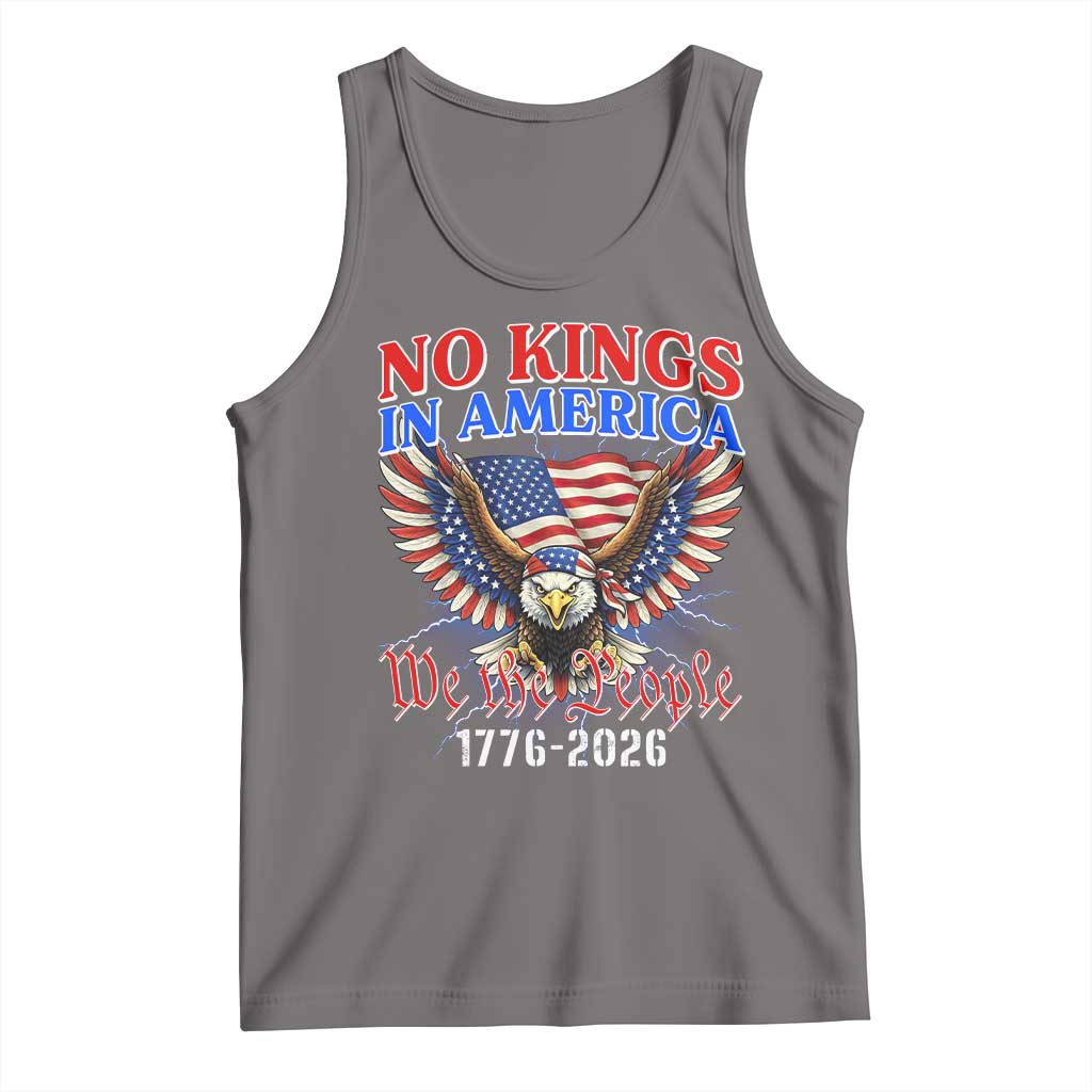 We The People No Kings In America Tank Top 250 Years America Anniversary Vintage American Flag TS12 Deep Heather Print Your Wear