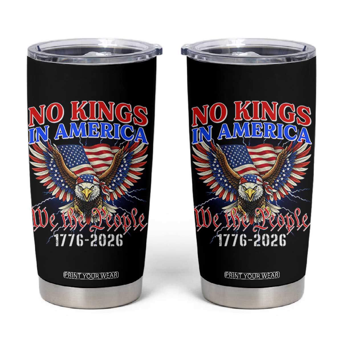 We The People No Kings In America Tumbler Cup 250 Years America Anniversary Vintage American Flag TS12 Black Print Your Wear