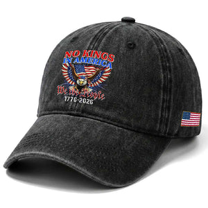 We The People No Kings In America Washed Cotton Baseball Cap 250 Years America Anniversary Vintage American Flag TS12 Print Your Wear