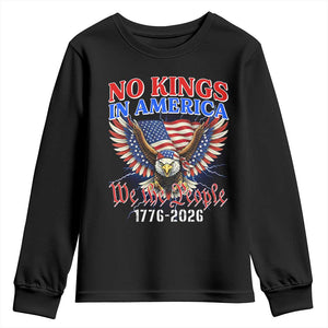 We The People No Kings In America Youth Sweatshirt 250 Years America Anniversary Vintage American Flag TS12 Black Print Your Wear
