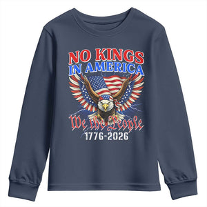 We The People No Kings In America Youth Sweatshirt 250 Years America Anniversary Vintage American Flag TS12 Navy Print Your Wear