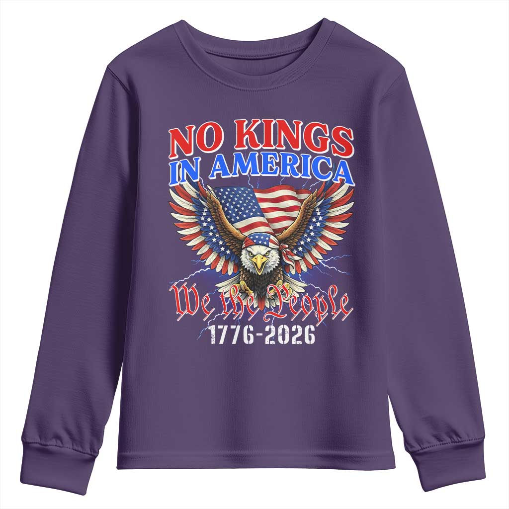 We The People No Kings In America Youth Sweatshirt 250 Years America Anniversary Vintage American Flag TS12 Purple Print Your Wear