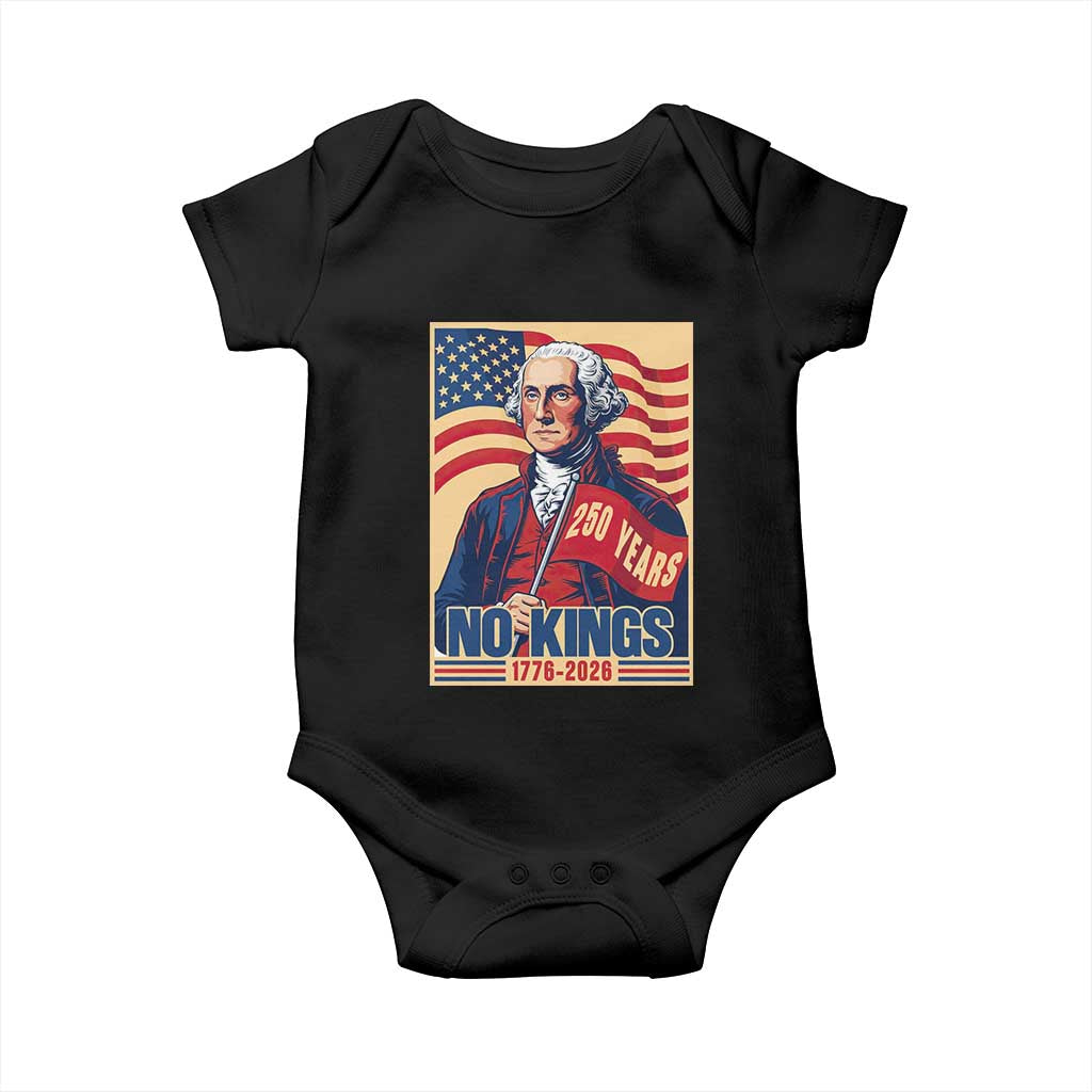 Funny George Washington Freedom Protest Baby Onesie No Kings TS12 Black Print Your Wear