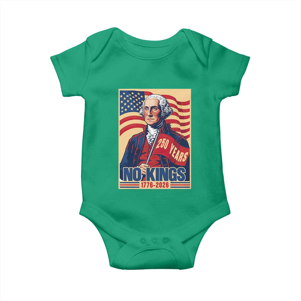 Funny George Washington Freedom Protest Baby Onesie No Kings TS12 Irish Green Print Your Wear