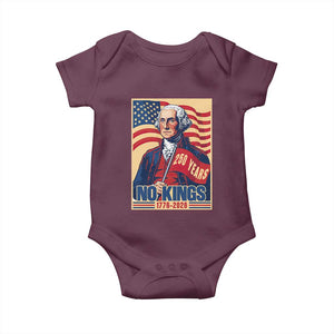 Funny George Washington Freedom Protest Baby Onesie No Kings TS12 Maroon Print Your Wear