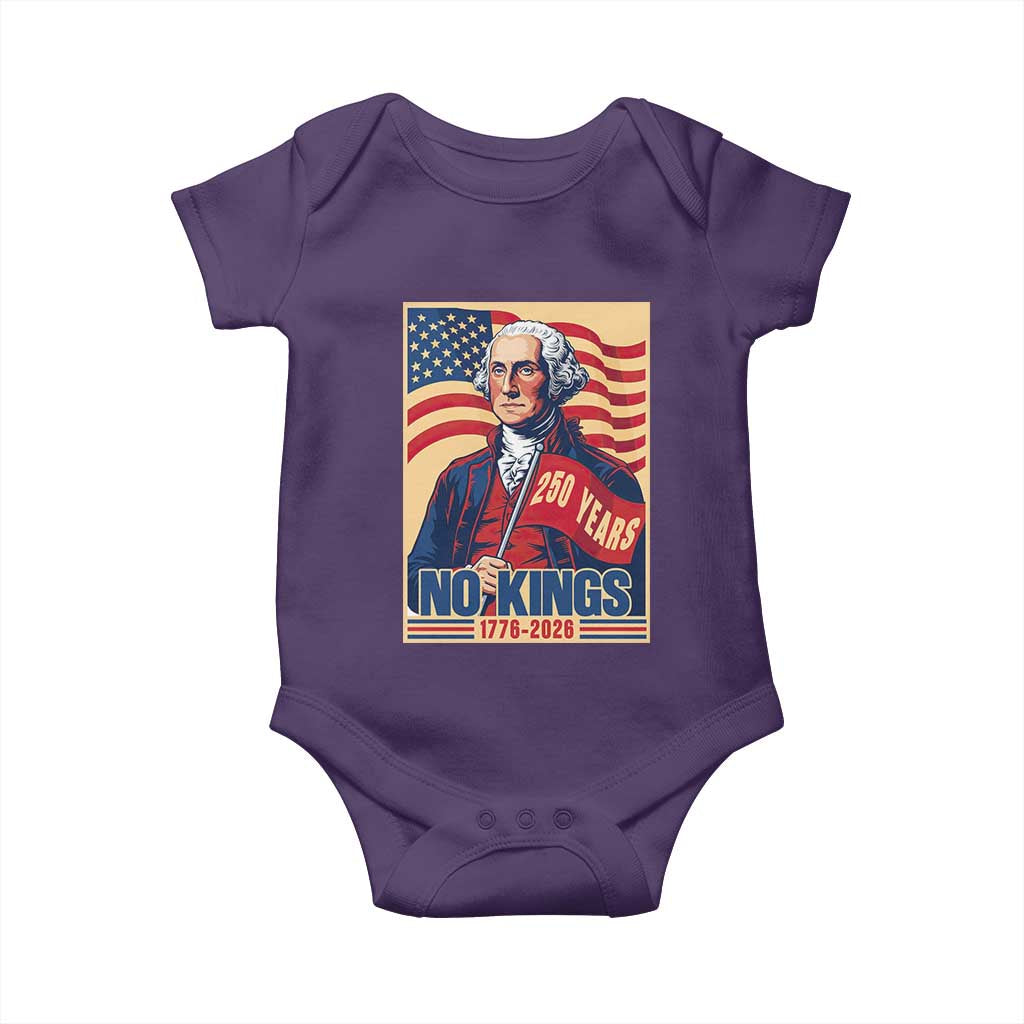 Funny George Washington Freedom Protest Baby Onesie No Kings TS12 Purple Print Your Wear
