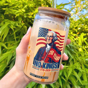 Funny George Washington Freedom Protest Glass Can No Kings TS12 Black Print Your Wear