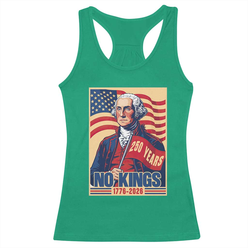 Funny George Washington Freedom Protest Racerback Tank Top No Kings TS12 Irish Green Print Your Wear