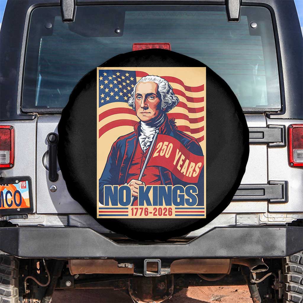 Funny George Washington Freedom Protest Spare Tire Cover No Kings TS12 No hole Black Print Your Wear