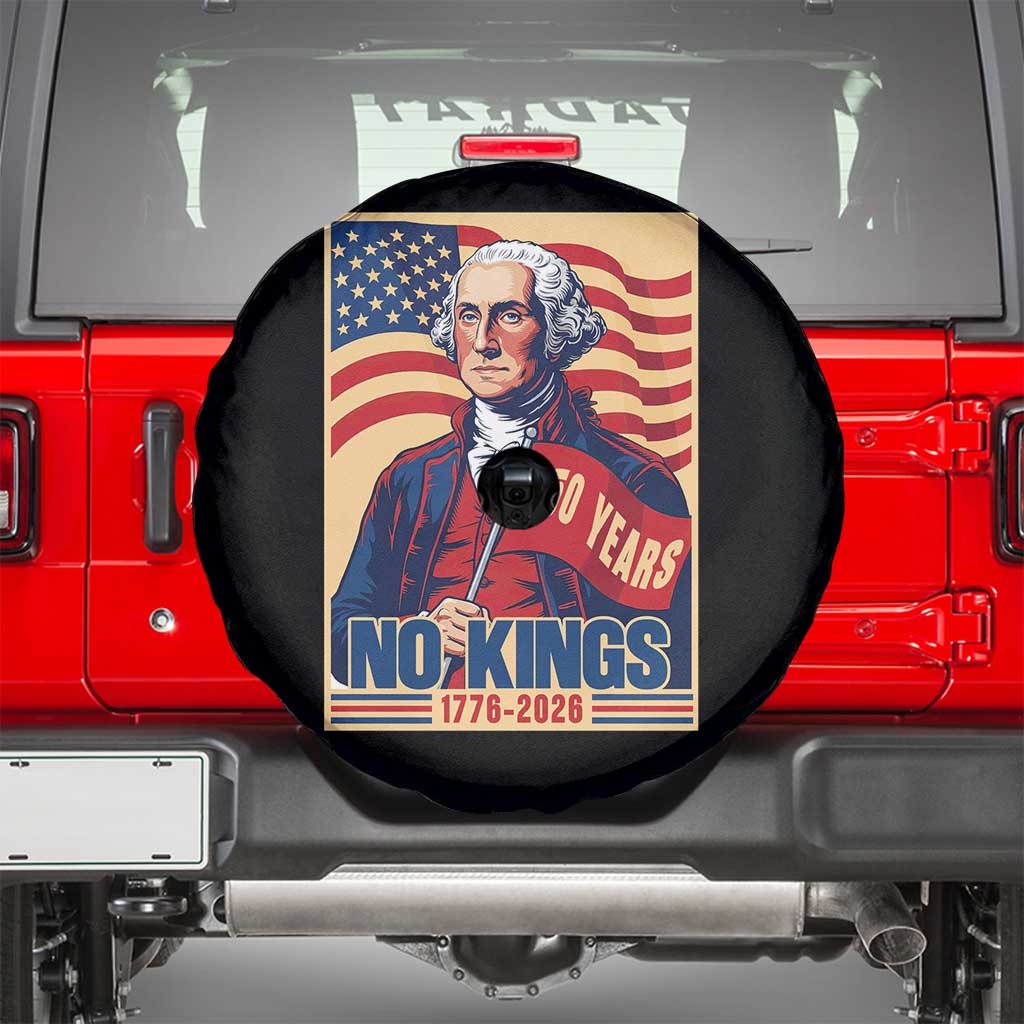 Funny George Washington Freedom Protest Spare Tire Cover No Kings TS12 Black Print Your Wear