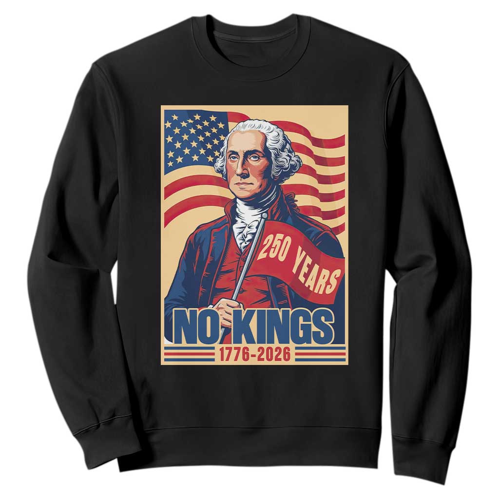 Funny George Washington Freedom Protest Sweatshirt No Kings TS12 Black Print Your Wear