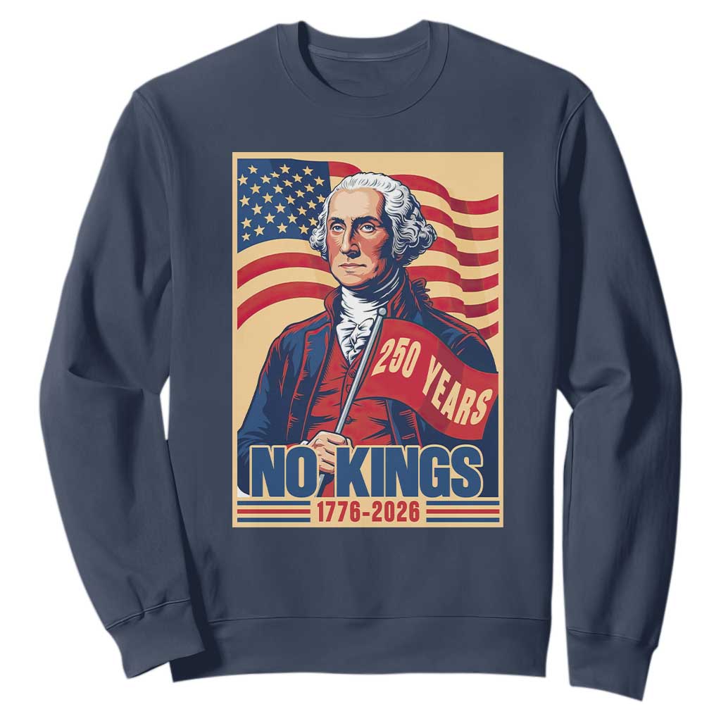 Funny George Washington Freedom Protest Sweatshirt No Kings TS12 Navy Print Your Wear