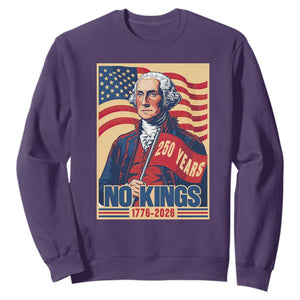 Funny George Washington Freedom Protest Sweatshirt No Kings TS12 Purple Print Your Wear
