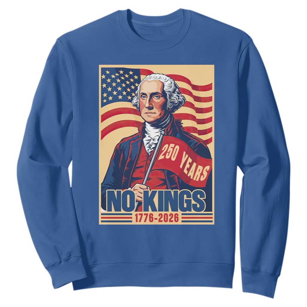 Funny George Washington Freedom Protest Sweatshirt No Kings TS12 Royal Blue Print Your Wear