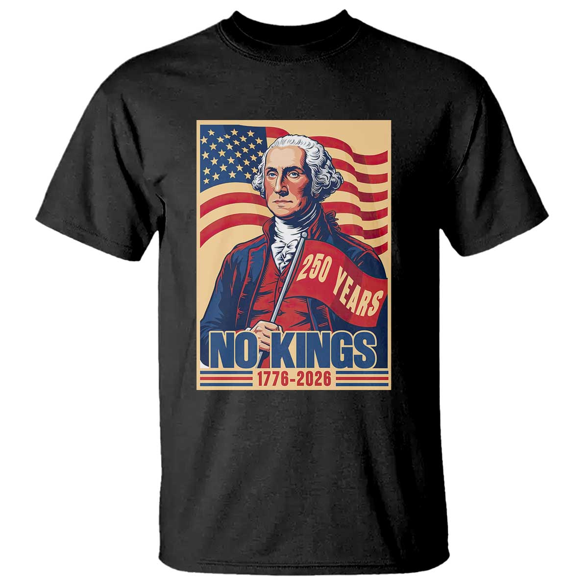 Funny George Washington Freedom Protest T Shirt No Kings TS12 Black Print Your Wear
